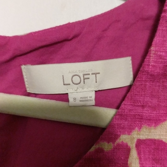 Loft Pink Giraffe Print Dress with Pockets - size 8 - Picture 3 of 4